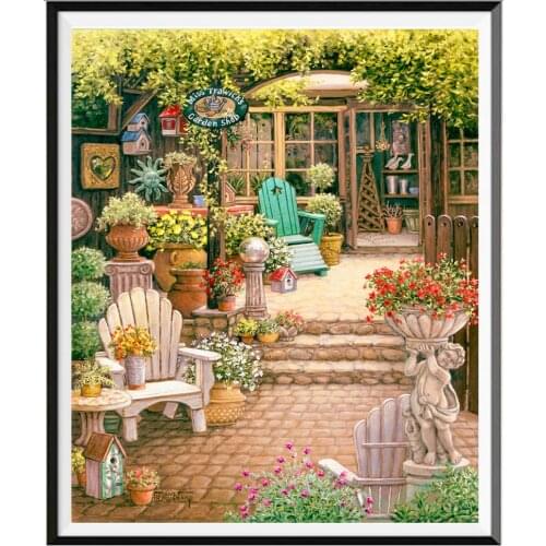Landscape Rural Woods Beach Flowers DIY Embroidery Cross Stitch 11CT Kits Craft Needlework Set Cotton Thread Printed Sale