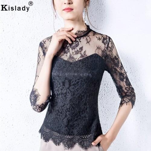 Kislady Black Sexy Foreign Flavor Tops Women Clothes 2020 Summer Patchwork Lace Blouse Hot Wild Korean Harajuku Females Blouse