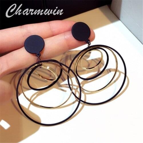 Charmwin New Dangle Earrings Long Earrings For Women Exaggerated Trend Size Circle Big Earrings Women PE1877
