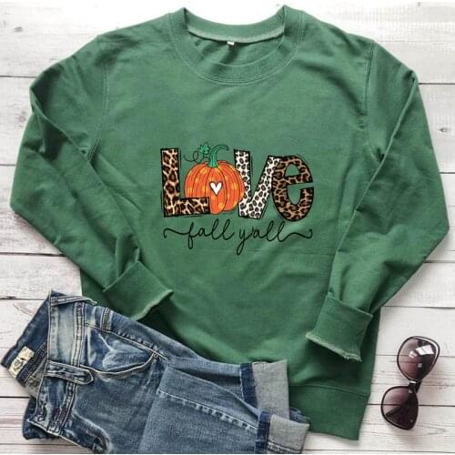 Colored Love Fall Y'All Sweatshirt Aesthetic Women Autumn Long Sleeve Thanksgiving Holidays Pullovers