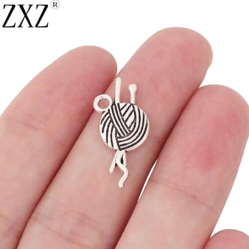 ZXZ 20pcs Tibetan Silver Knttiing Yarn Ball of Wool Needles Charms Pendants Beads for Necklace Earring Jewelry Making Findings
