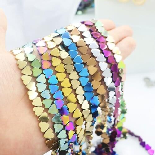 10 color 6mm 8mm Natural Stone Hematite Heart Spacer Beads For jewelry Making DIY bracelets jewelry components