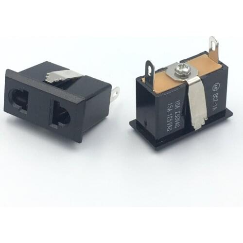 10pcs 2 Terminals Panel Mounted EU US Plug Snap In Power Socket Converter Black