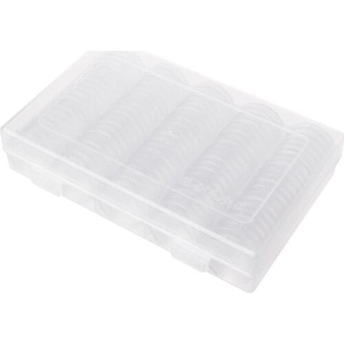 100 Coin Holder Capsules 27mm Round Box Plastic collectibles Storage Organizer Retailsale