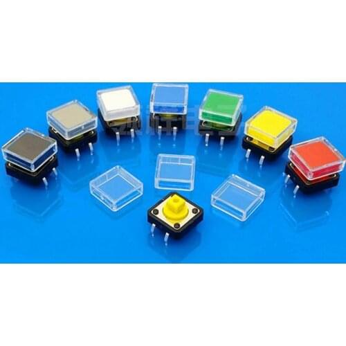 100pcs transparent button cap square button cap tactile switch button cap for 12*12mm switch buttons