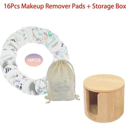 16Pcs Makeup Remover Pads Reusable Cotton Pads Washable Round Bamboo Make Up Pads Nursing Skin Care Pads With Storage Box
