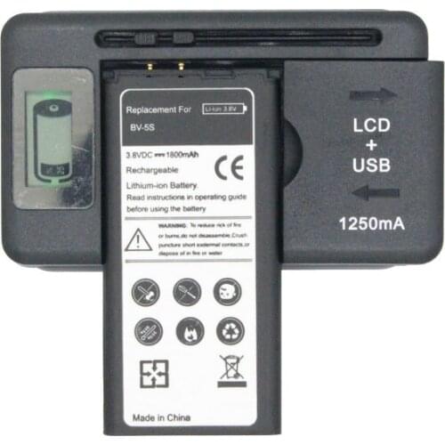 1800mAh BV-5S / BV5S / BV 5S Replacement Battery + LCD Charger For Nokia X2DS X2 1013 X+ X Plus Batterie Bateria Batterij