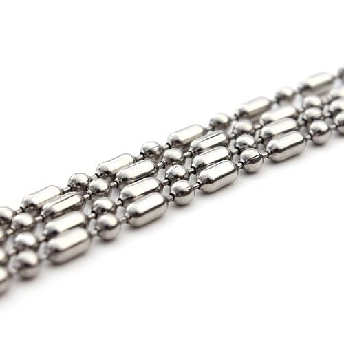 2 meters/lot 2.4mm Silver Color Stainless Steel Ball Chains Sausage Link Chain Bulk for DIY Pendant Necklaces Jewelry Making