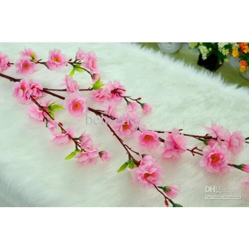 2015 Elegant Peach Blossom Silk Flowers Artificial Peach Branches Christmas Ornament Bouquet Wedding Centerpieces Decorations