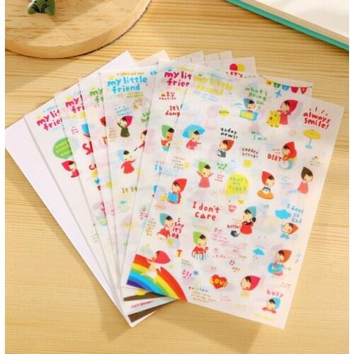 6pcs Little Red Riding Hood pvc Stickers DIY Diary Scrapbook Notebook Album Cup Phone Decor Sticker Stationery School Supplies