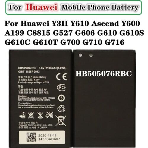G610S Battery For Huawei Y3 II LUA L03/L13/L23/U02/U03/U22/U23 Ascend Y600 G700 G610 S/C/T G710 G716 HB505076RBC 2150mAh Battery