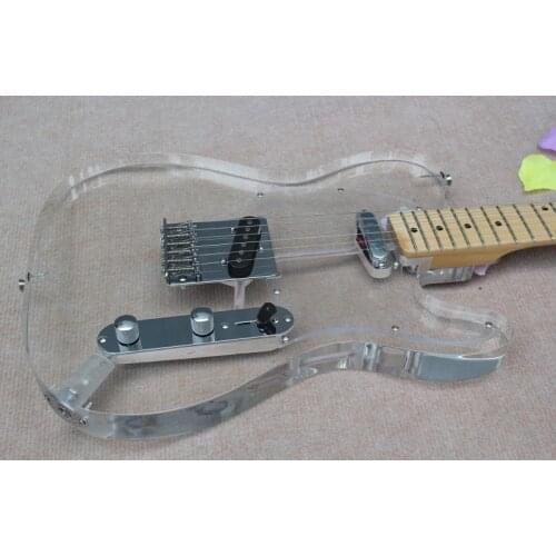 Free shipping custom acrylic guitar,6 string guitar, fixed tremolo bridge,HH pickup,Chrome buttons,maple neck