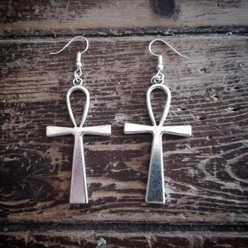 Large Silver Color Ankh Earrings Egyptian Eternal Life Gothic Witchy Jewelry Women Gift Fashion 2020 New Delicacy Statemen