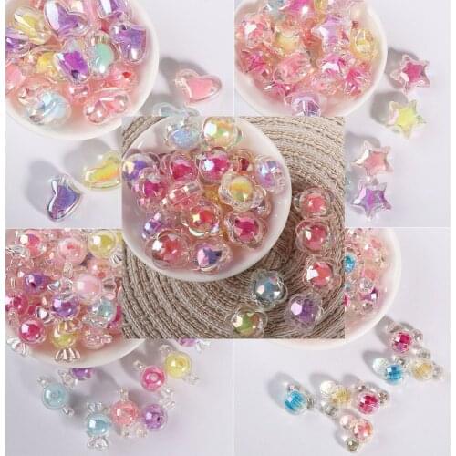 Heart Star Candy Mickey Head Flower Resin Pearls Beads Shiny AB Color Acrylic Loose Bead For Jewelry Making Jewelry Accessories