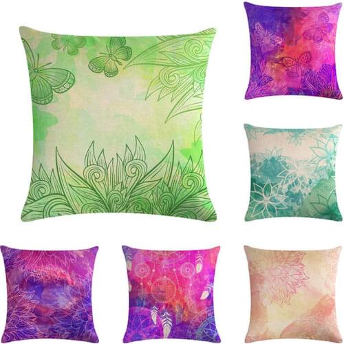 Cartoon butterfly cushion cover 45x45 stripe flower pillow cover linen car bed sofa decorative pillow cover