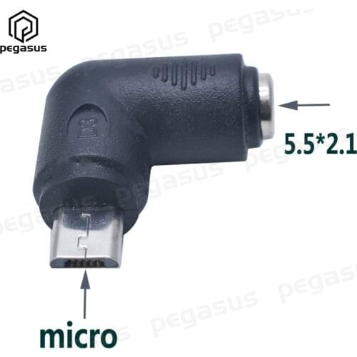 DC 5.5*2.1mm Female to USB Micro 5P Male Elbow Power Adapter