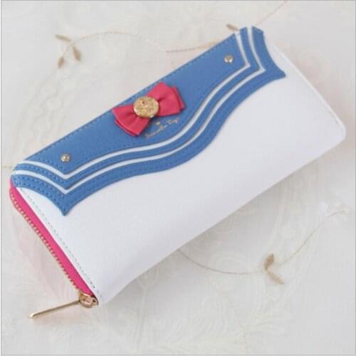 DHL 10 pieces Sailor Moon Ladies Long Zipper Female Bag Women brand PU Leather kawaii Wallet Purse day clutch
