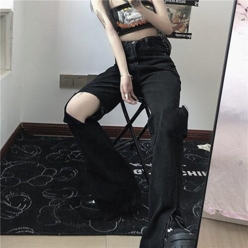 Jeans Oversized Denim Loose High Waist Ripped Girls Street Clothes Wild Popular Boyfriend Straight Korean Trend Trousers Women