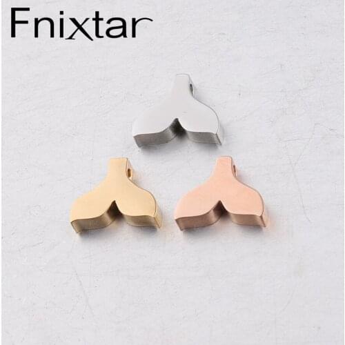 Fnixtar Fishtail Bead 1.8mm Hole Bead Mirror Polished Stainless Steel DIY Mermaid Fishtial Charms 9.45*12mm 20piece/lot