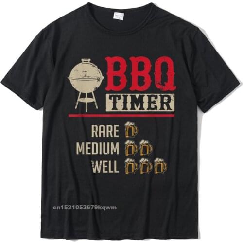 Funny BBQ Meat Cooking Timer Beer Grill Chef Barbecue Gift T-Shirt Casual Normal Tops Tees Company Cotton Mens Top T-Shirts