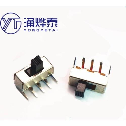 YYT 20PCS SS12F23 horizontal toggle switch 5PIN handle 4MM sliding switch horizontal plug