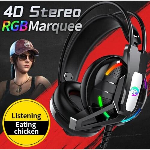 KINGSTAR A12 Gaming Headsets 3.5mm Wired Headphones Leather Ear-Cap Lighting Earphone Non-slip Gamer Headset with Microphone