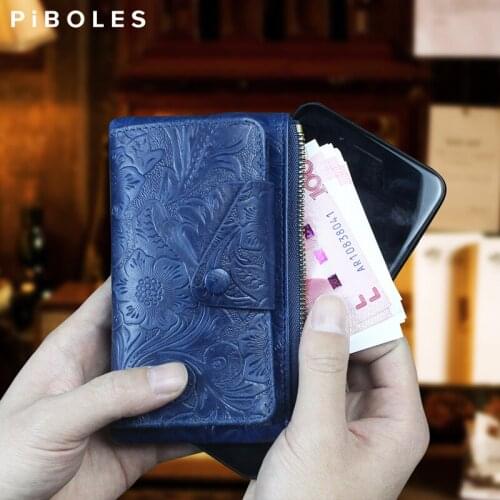Handamde Genuine Leather Coin Purse Luxury Large Capacity Card Holder Wallet Householder Key Case Keychain Money Bag