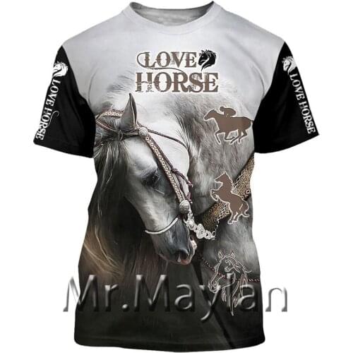Love Horse 3D Printed summer mens T shirt Fashion T-shirt Casual Tee shirt/Streetwear Men clothes 2021 Oversized 5XL LZ066