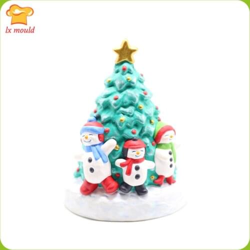 LXYY New 3D Doll Christmas Tree Silicone Molds Chocolate Polymer Soap Candle Mould