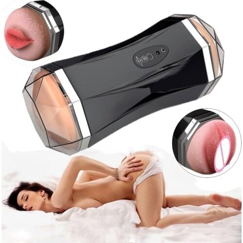 Realistic Vagina Sex Machine Pussy Masturbation Cup Sex Toy for Men Deep Throat Oral Sex Powerful Vibrator Motion Masturbator