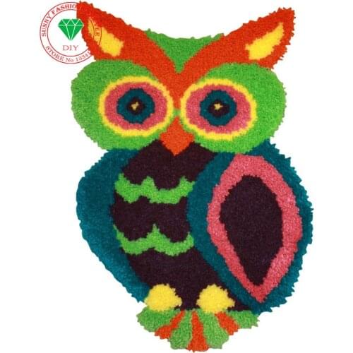 Cartoon Owl Hot Latch Hook Rug Kits DIY Needlework Unfinished Crocheting Rug Yarn Cushion Mat 3D Embroidery Carpet Free Shipping