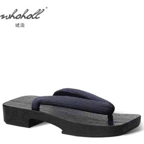 Flip-flps 2020 Japanese Geta Flat Platform Man Clogs Mens Slippers COS Thick Bottom Small Stripe