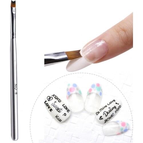 Soft Smile Line Wooden Half Moon Shape Nail Art Gel Brush For Manicure Pen