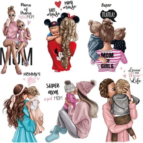 Parent child Iron-on Transfers Patches For Clothing Vinyl Thermo Stickers Applique Diy iron ons Heat Transfer Stripes On Clothes