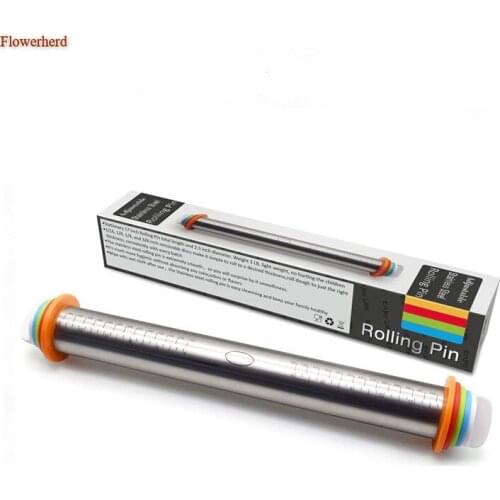 New Adjustable Stainless Steel Rolling Pin with Dough Mat Dough Roller Kitchen Bakeware 4 Removable Adjustable Thickness Rings