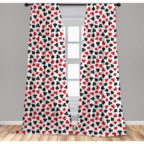 Poker Window Curtains Heart Spades Diamonds and Clubs in Playing Card Suit Illustration Window Drapes with Rod Pocket