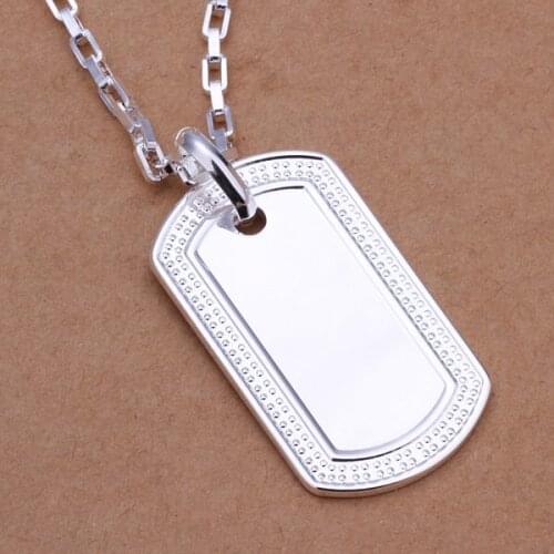 Hot Sale!!Free Shipping 925 Silver Necklace,Fashion Sterling Silver Jewelry Small Nameplate Pendant Necklace SMTN272