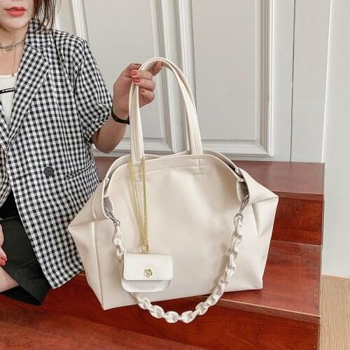 Simple solid color handbag large capacity shoulder bag female bag soft leather tote bag 2021 new designer design shopping bag