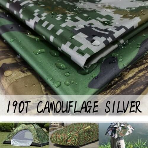 Size 100cm*150cm 190t Poly Taffeta Camouflage Printed PU Silver 1500mm Waterproof Fabric