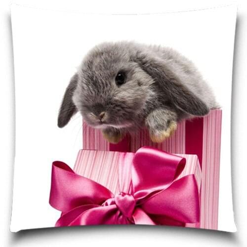 Rabbit for Christmas Gift High Quality Cotton Polyester Decorative Throw Pillow Case Cushion Cover Sofa Home Decor 5 size