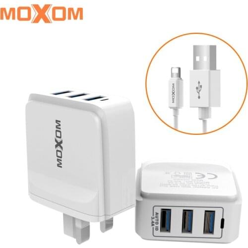 MOXOM Wall Charger 3 Port USB Phone Charger 3.4A Universal USB Charger for iPhone Travel Charger Adapter For Samsung