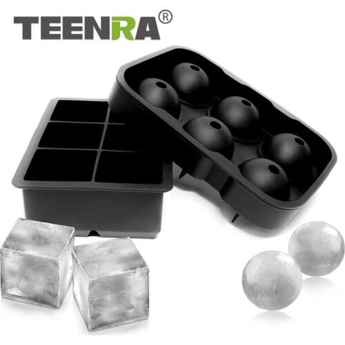 TEENRA 2Pcs/Set Silicone Ice Cube Trays Round Whiskey Ice Ball Maker Chocolate Silicone Honeycomb Molds Popsicle Party Bar Tool