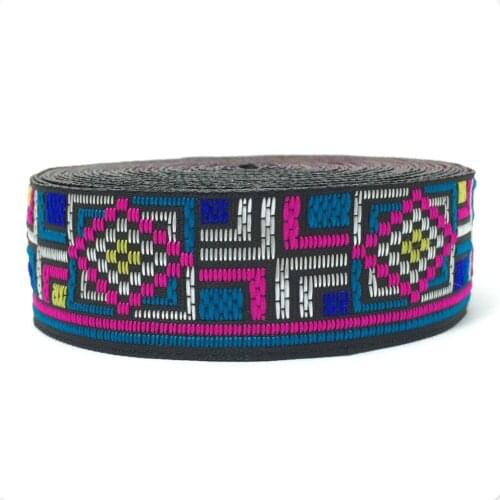 ZERZEEMOOY 1" 25mm 7yards/sets 100% Polyester Woven Jacquard Ribbon geometric chain ribbon with the dog ribbon