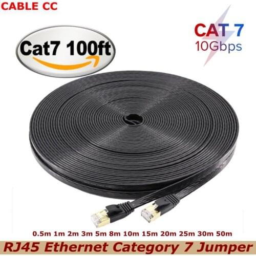 0.5-50m RJ45 CAT7 10000Mbps Flat UTP LAN Cable for Gigabit Ethernet Cable Network Cable for Modem Router Patch Cord CAT7 10Gbps