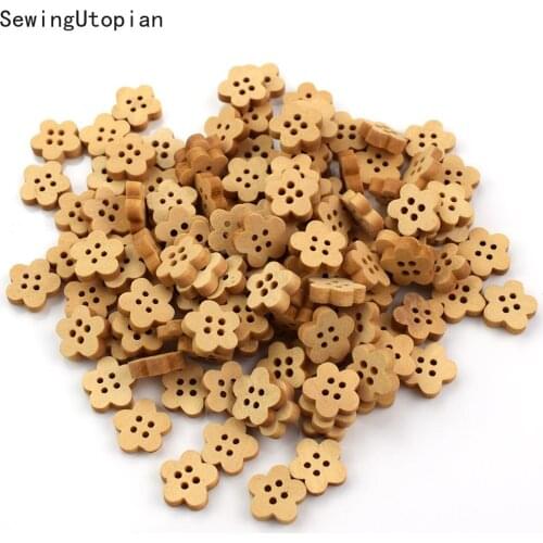 100PCs Natural Woode Button Sewing Bulk Cartoon Fasteners Children for Decoration Craft Accessorie Wood Buttons Clothing Set