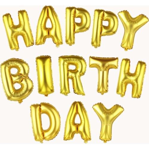 13pcs/lot Gold Silver Alphabet Letters Balloons Happy Birthday Children Party Decoration Aluminum Foil Membrane Ballon