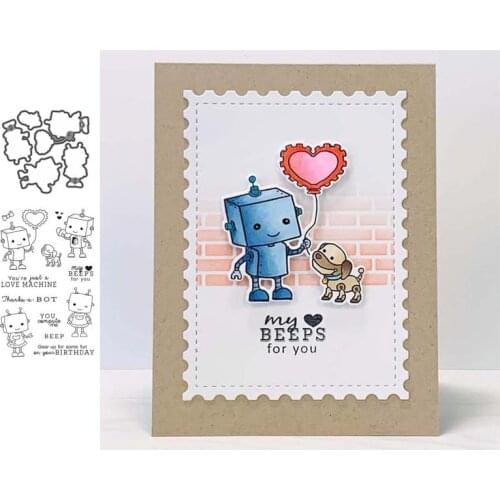 2020 Robot Clear Stamps and Metal Cutting Dies DIY Scrapbooking Paper Photo Album Crafts Seal Cards Blade Punch Stencils