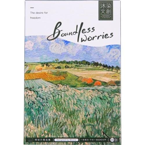 30 Sheets/Set Van Gogh Boundless Worries Postcard Greeting Card Birthday Gift Card Message Card