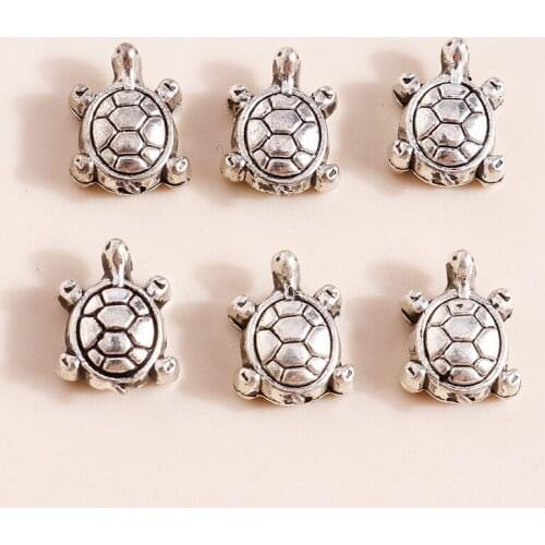 40pcs 6*8mm Tibetan Silver Jewelry Making Alloy Turtle Connector Charms for Jewelry Making Anklets Bracelets Pendants Diy Craft