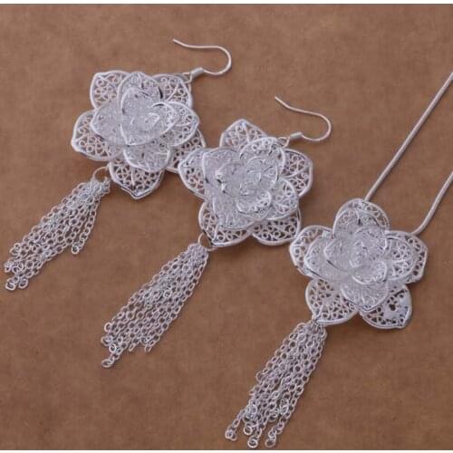 AS371 Hot sterling Jewelry Sets Earring 588 + Necklace 699 /aopajfwa avcajmja silver color